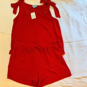 CeCe Women's Red Sleeveless Top with Bow Straps